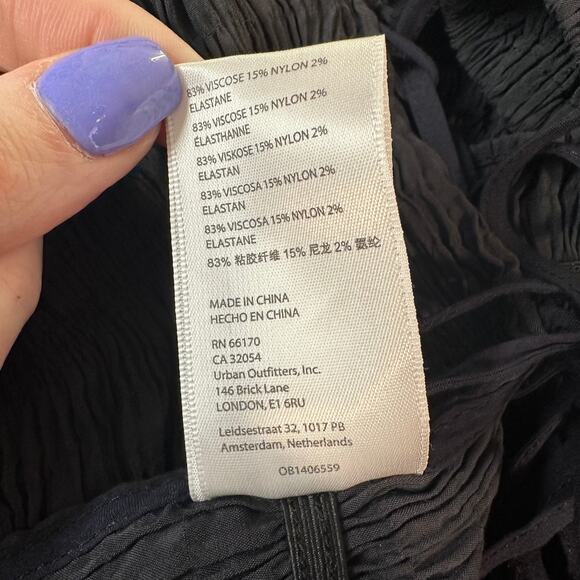 Urban Outfitters Vida Lace Up Smocked Top Ruffle Balloon Sleeve Backless Blouse - Picture 10 of 11